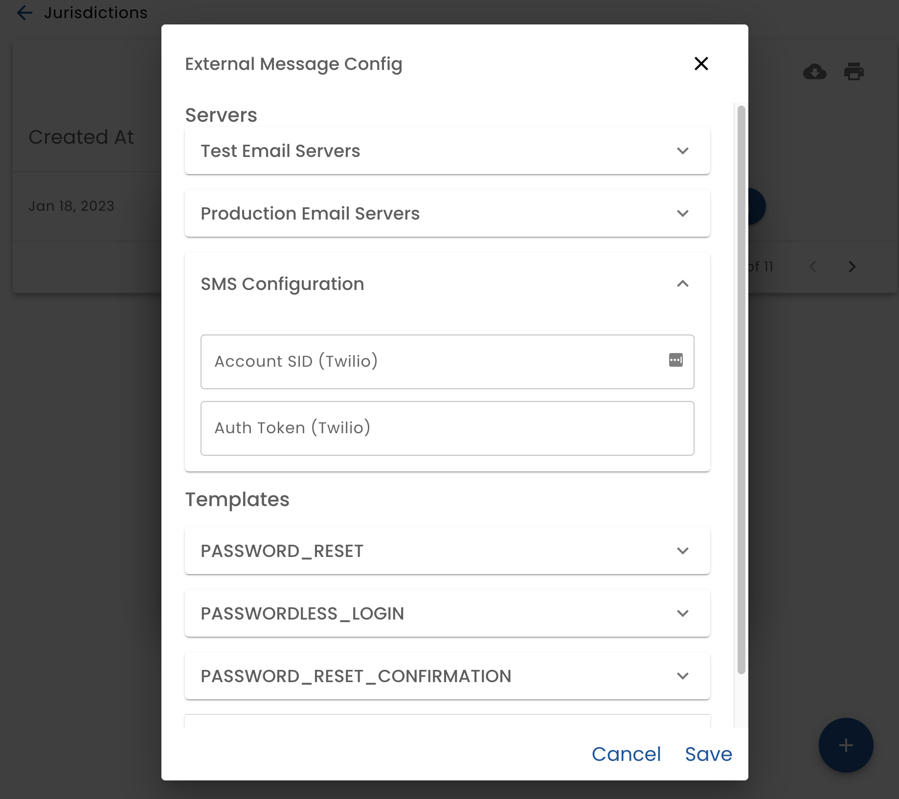 SMS Server Configuration